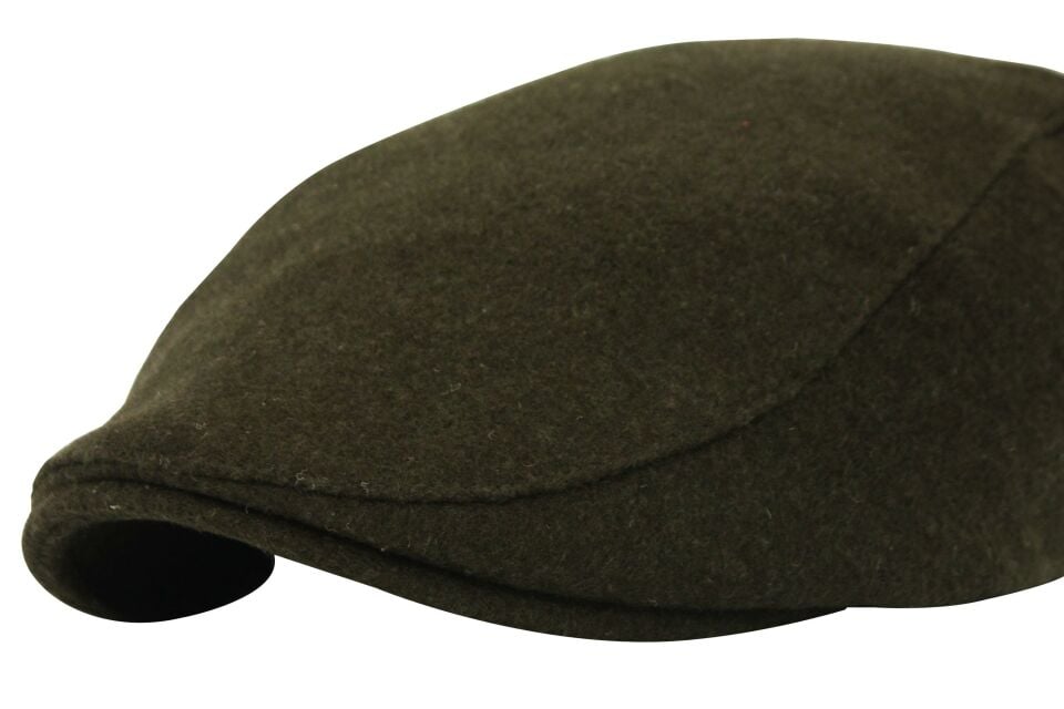 Erkek Şapka Haki Kışlık Trend Flat Cap Yün Kasket