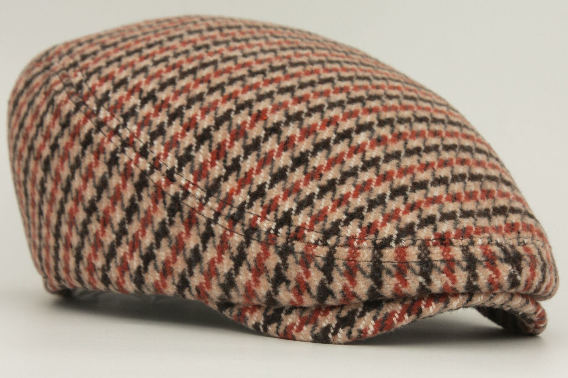 Erkek Kahverengi Desenli Camel Kasket Driver Flat Cap Şapka