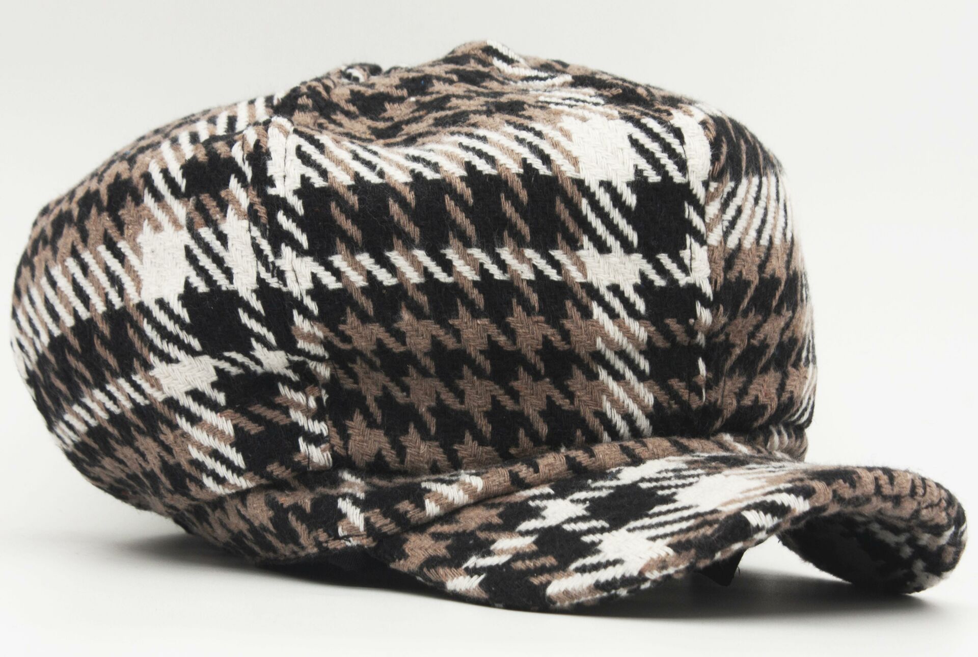 Kadın Kazayağı Desen Yün Kasket Şapka