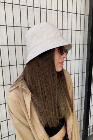 Kadın Bucket Şapka Açık Bej Kadın Kova Şapka