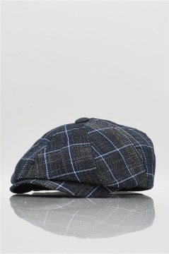 Erkek Keten Ekose Şapka Yazlık Newsboy Cap