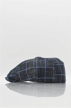 Erkek Keten Ekose Şapka Yazlık Newsboy Cap