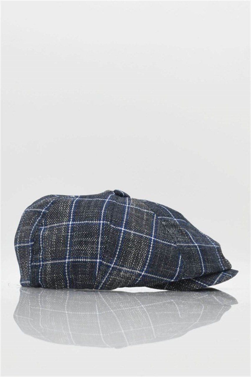 Erkek Keten Ekose Şapka Yazlık Newsboy Cap