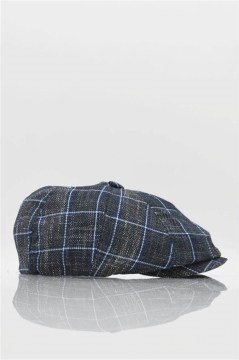 Erkek Keten Ekose Şapka Yazlık Newsboy Cap
