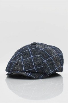 Erkek Keten Ekose Şapka Yazlık Newsboy Cap