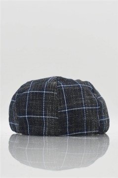 Erkek Keten Ekose Şapka Yazlık Newsboy Cap
