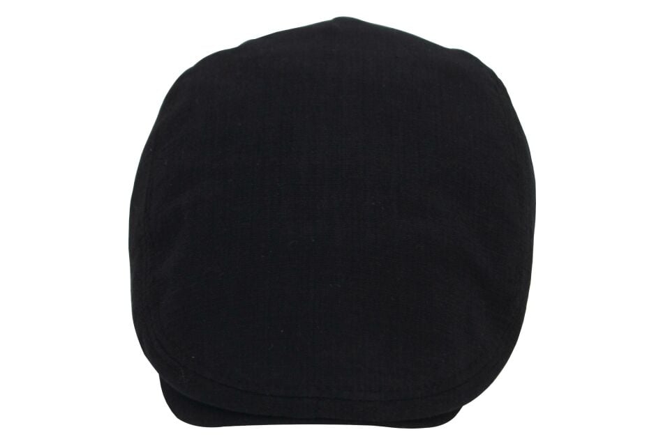 Siyah Kasket Pamuklu London Flat Cap Şapka