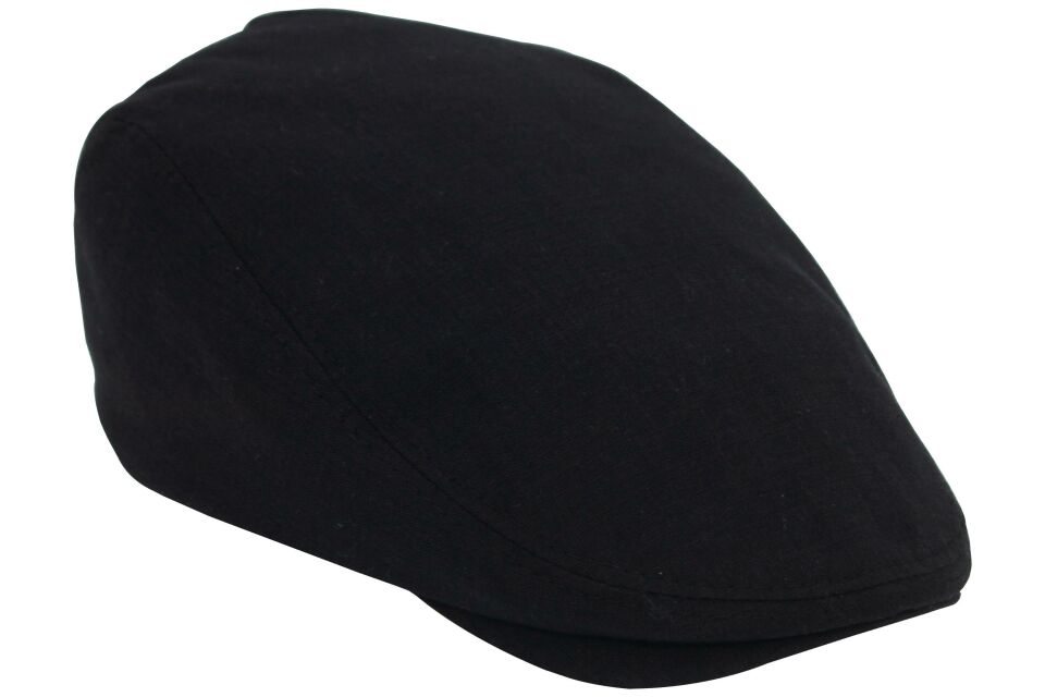 Siyah Kasket Pamuklu London Flat Cap Şapka