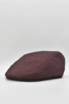 Erkek Şapka %100 Keten Kasket - Bordo