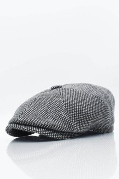 Erkek İngiliz Premium Newsboy Dokulu Kasket-Siyah Beyaz
