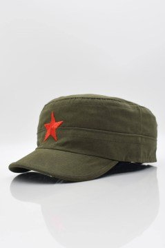 Erkek Castro Şapka Yıldızlı Fidel Castro Kep-Haki