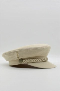 Erkek Şapka Driver Kasket Flat Cap Kaptan Şapkası - Bej
