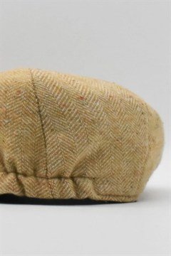 Erkek Balıksırtı Desenli İngiliz Bej Tüvit Kasket