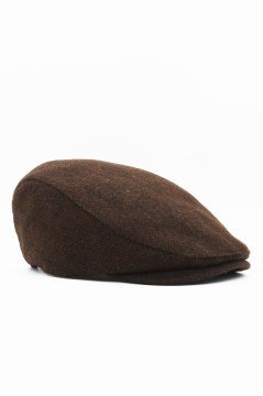 Erkek Şapka Kışlık Trend Flat Cap Yün Kasket Kahve
