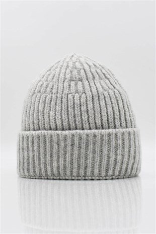 Kadın Yün Bere Gri