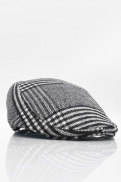 Erkek Kasket Yün Ekose Tartan Scotch Cap Şapka Antrasit