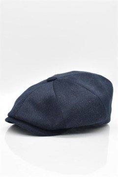 Erkek Şapka Lacivert Yün Kasket Flat Cap