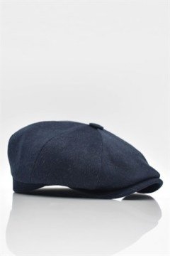 Erkek Şapka Lacivert Yün Kasket Flat Cap
