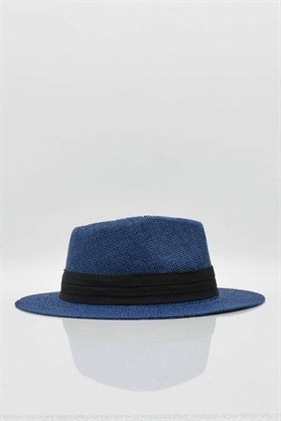 Kadın Hasır Plaj Şapkası - Lacivert