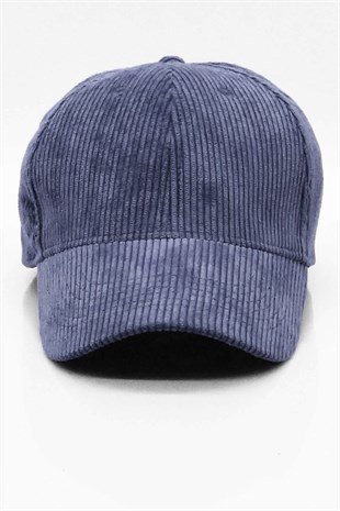 Kadife Cırtlı Kep Şapka-Lacivert