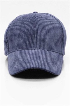 Kadife Cırtlı Kep Şapka-Lacivert