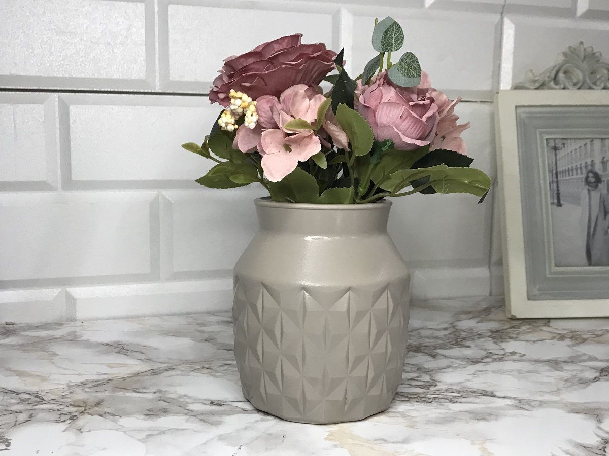 Vazo Venüs Dekoratif Desenli Vazo Saksı Bej