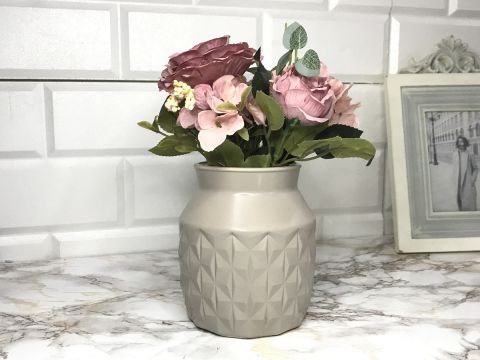 Vazo Venüs Dekoratif Desenli Vazo Saksı Bej