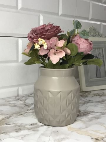 Vazo Venüs Dekoratif Desenli Vazo Saksı Bej