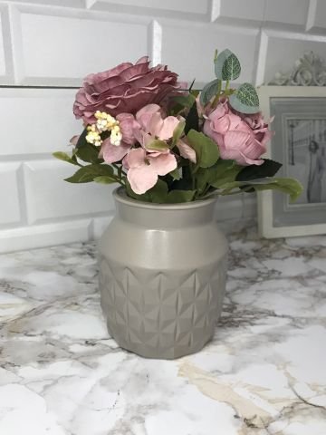 Vazo Venüs Dekoratif Desenli Vazo Saksı Bej