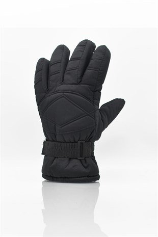 Kadın İçi Polar Siyah Kayak-Kar Eldiveni