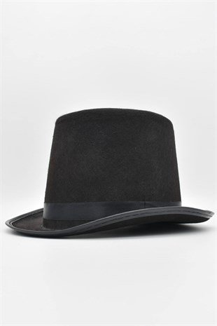 Yüksek Tepeli Keçe Sihirbaz Şapkası