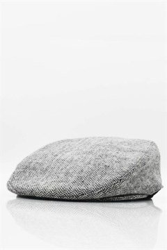 Erkek Kasket Balıksırtı London Yün Şapka-Siyah