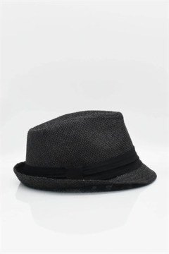 Kadın Hasır Fedora Şapka - Siyah