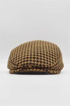 Desenli Camel Erkek Kasket Driver Şapka Flat Cap