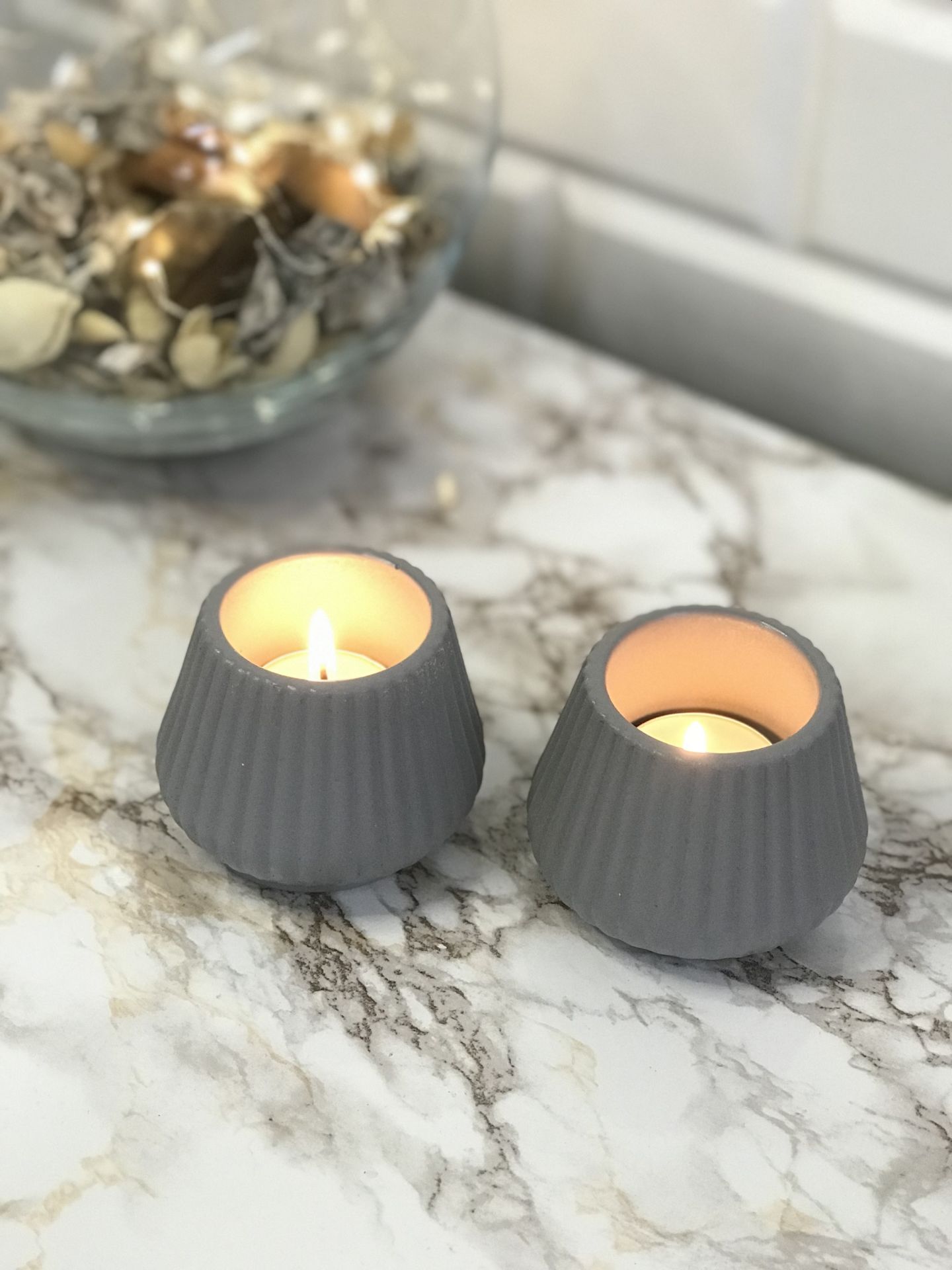 Tealight Mumluk Dekoratif Tealight Mumluk Gri