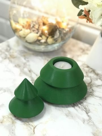 Dekoratif Yılbaşı Mumluk Tealight Mumluk Obje Biblo 2 Parça Yeşil