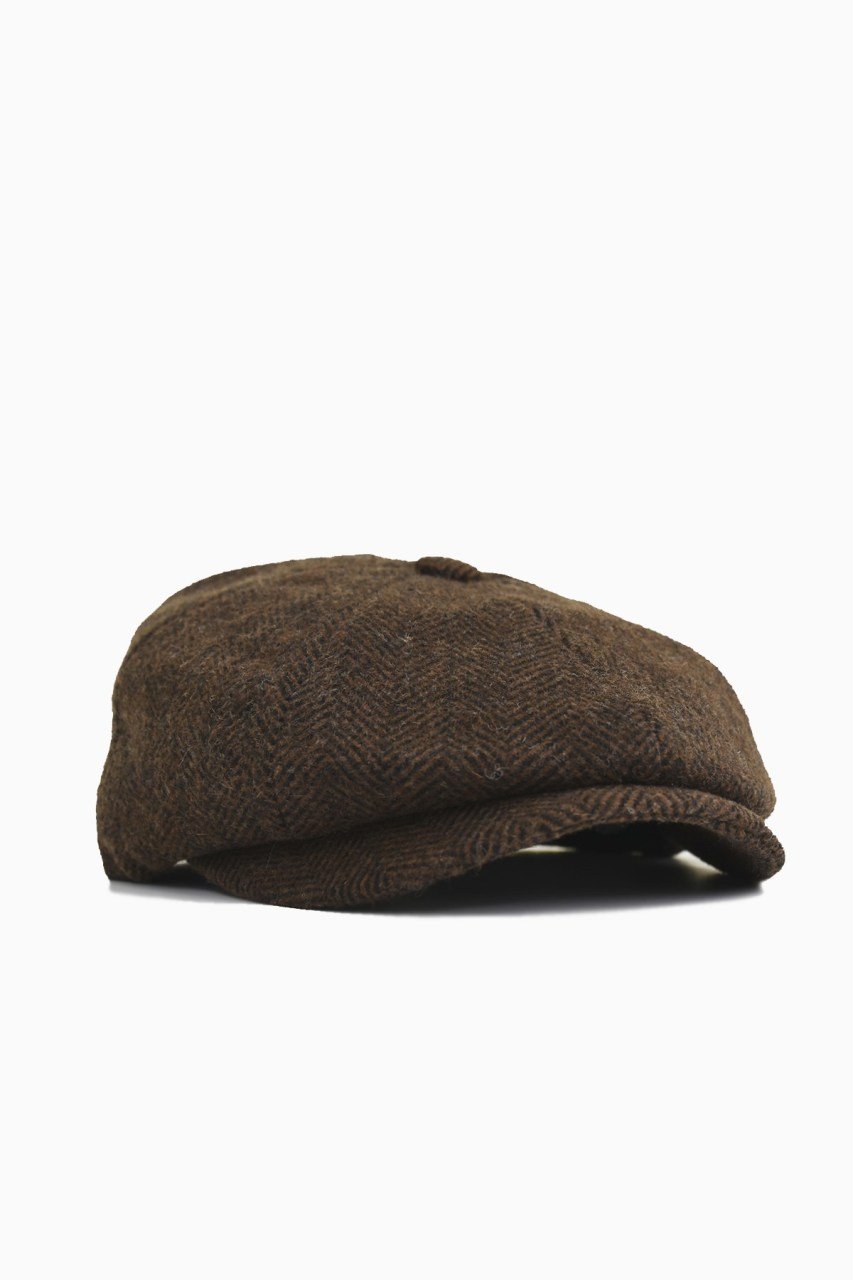 Balıksırtı Desen 8 Parça Kasket Kahve