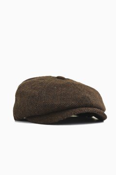 Balıksırtı Desen 8 Parça Kasket Kahve