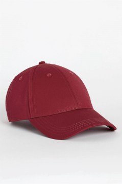 %100 Pamuk Erkek Şapka Metal Kilitli Gabardin Kep - Bordo