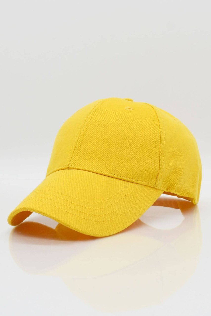 %100 Pamuk Kadın Şapka Metal Kilitli Gabardin Kep - Sarı