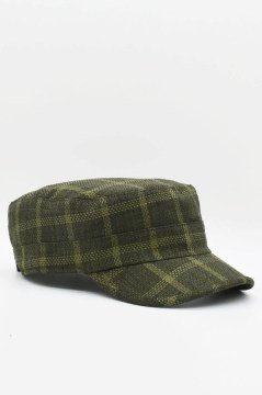 Kastro Model Ekose Keten Yazlık Erkek Şapka Yeşil Yeşil