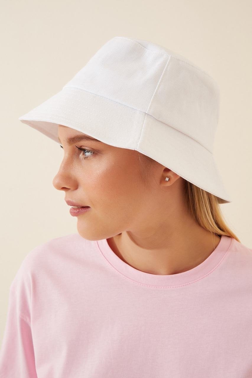 Kadın Beyaz Bucket Şapka Balıkçı Model Kova Şapka