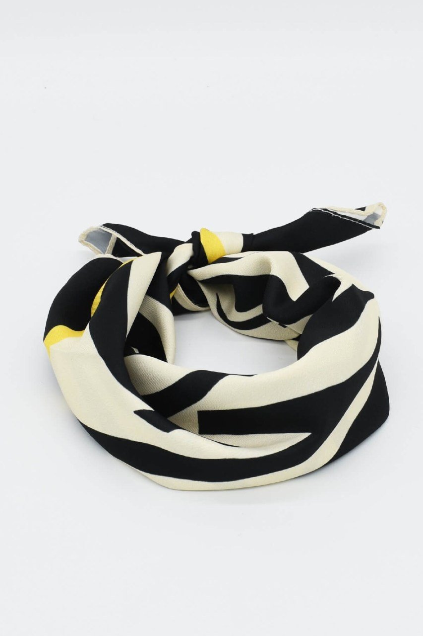 Zebra Desenli Bej Saten Fular