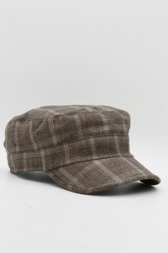 Kastro Model Ekose Keten Yazlık Erkek Şapka Yeşil Kahverengi