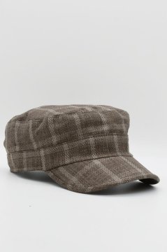 Kastro Model Ekose Keten Yazlık Erkek Şapka Mavi Kahverengi