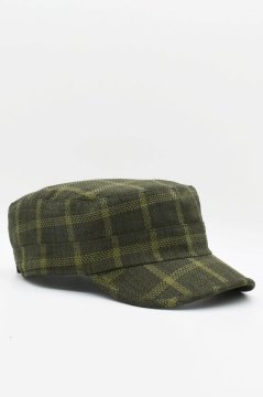 Kastro Model Ekose Keten Yazlık Erkek Şapka Mavi Yeşil