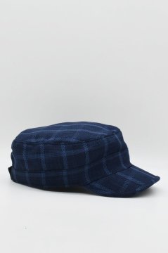 Kastro Model Ekose Keten Yazlık Erkek Şapka kahverengi Mavi