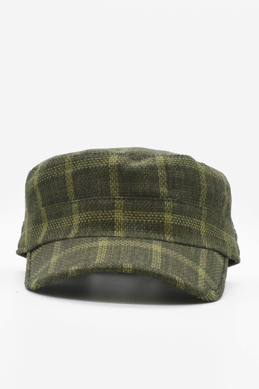 Kastro Model Ekose Keten Yazlık Erkek Şapka kahverengi Yeşil