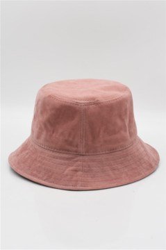 Süet Kova Şapka Bucket Şapka Pembe
