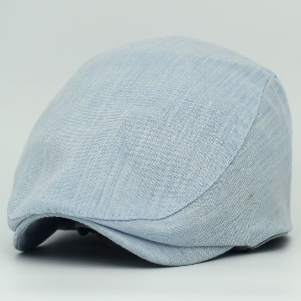 Erkek Mavi Kasket Keten Yazlık Flat Cap Şapka şapkadan.da!
